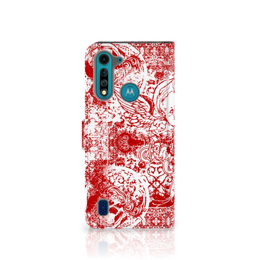 Telefoonhoesje met Naam Motorola G8 Power Lite Angel Skull Rood