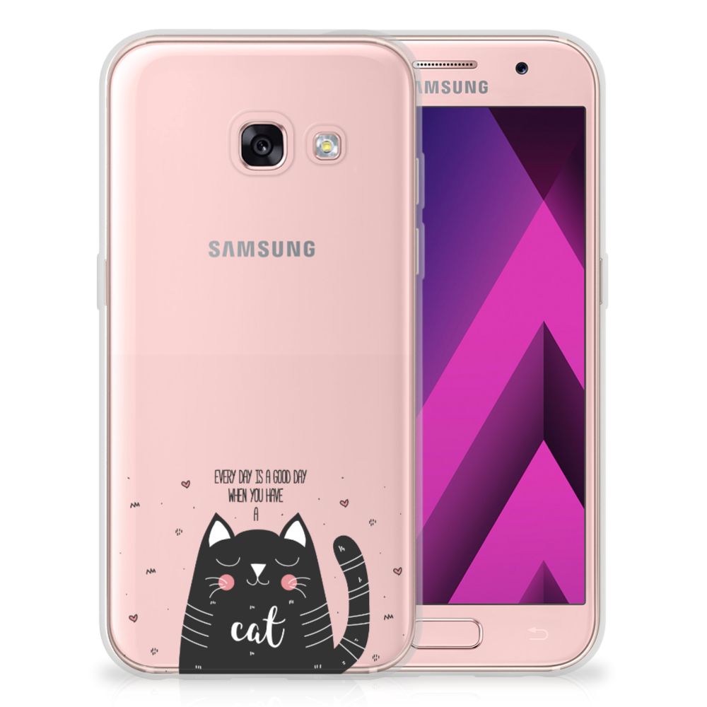 Samsung Galaxy A3 2017 Telefoonhoesje met Naam Cat Good Day