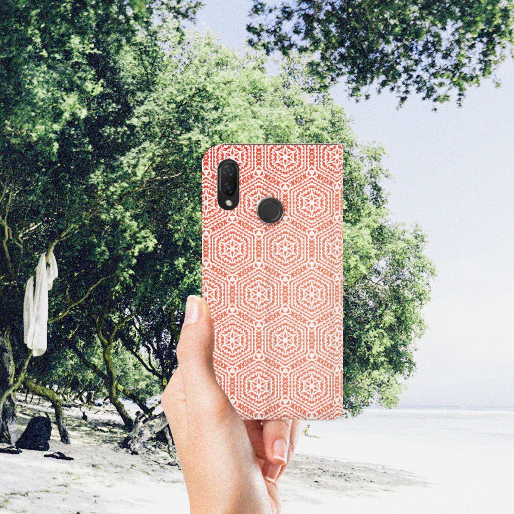 Huawei P Smart Plus Hoesje met Magneet Pattern Orange