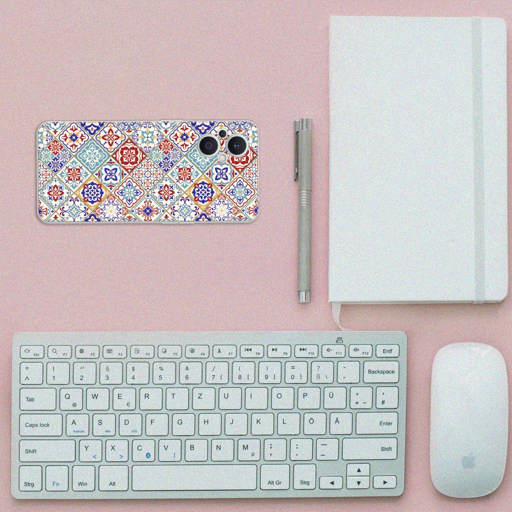 OPPO Reno8 Lite TPU Siliconen Hoesje Tiles Color B2C Telecom