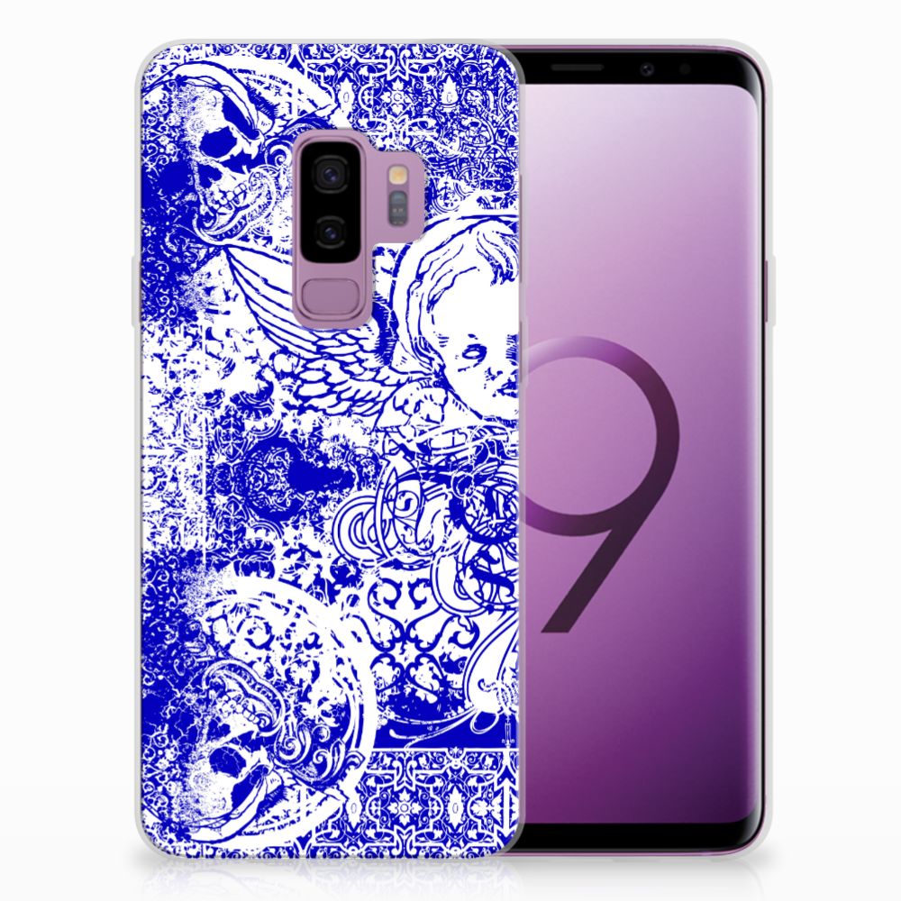Silicone Back Case Samsung Galaxy S9 Plus Angel Skull Blauw