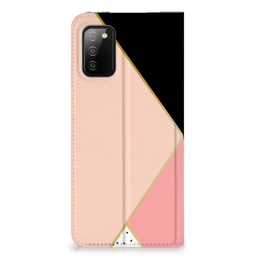 Samsung Galaxy M02s | A02s Stand Case Zwart Roze Vormen - B2C Telecom