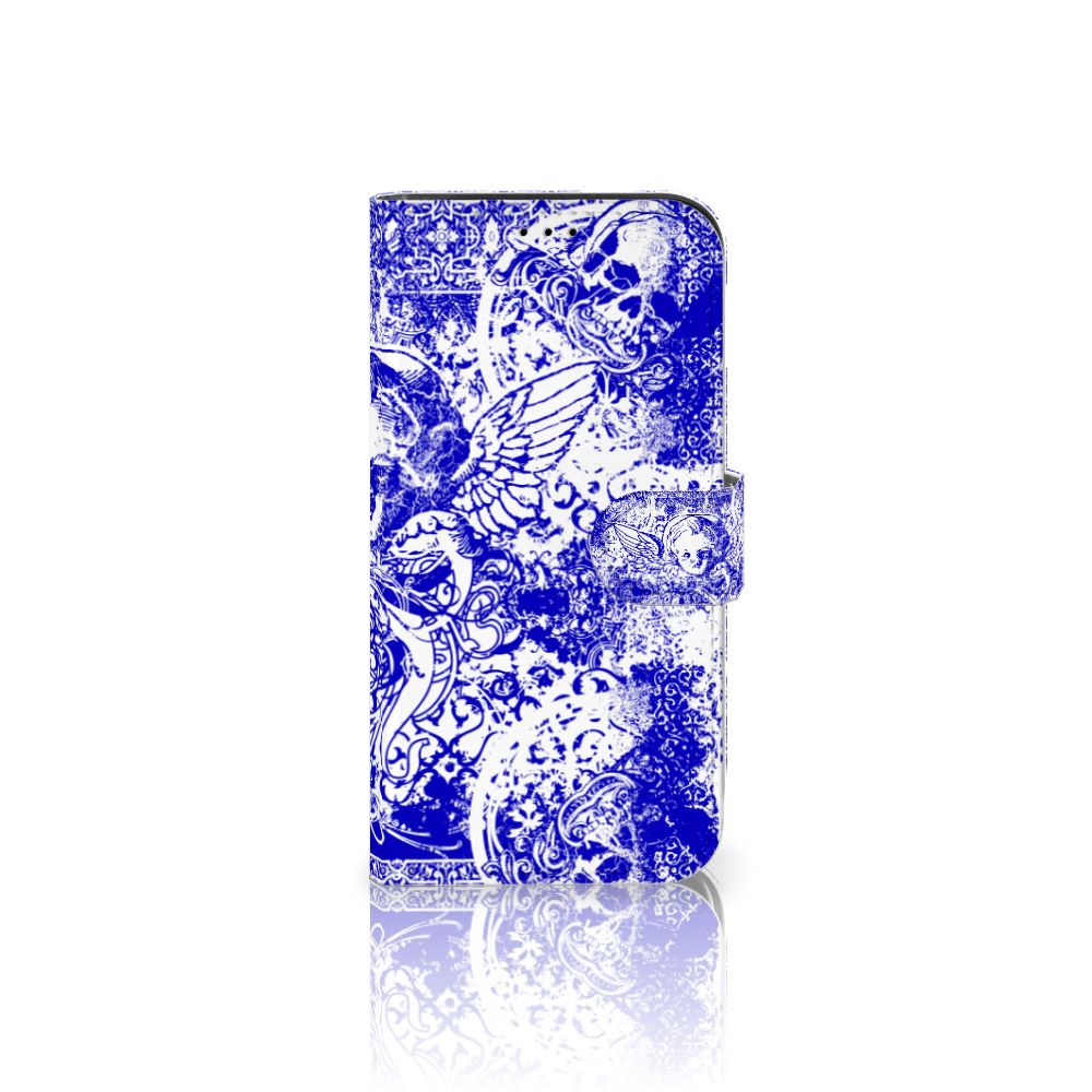 Telefoonhoesje met Naam iPhone 13 Pro Angel Skull Blauw