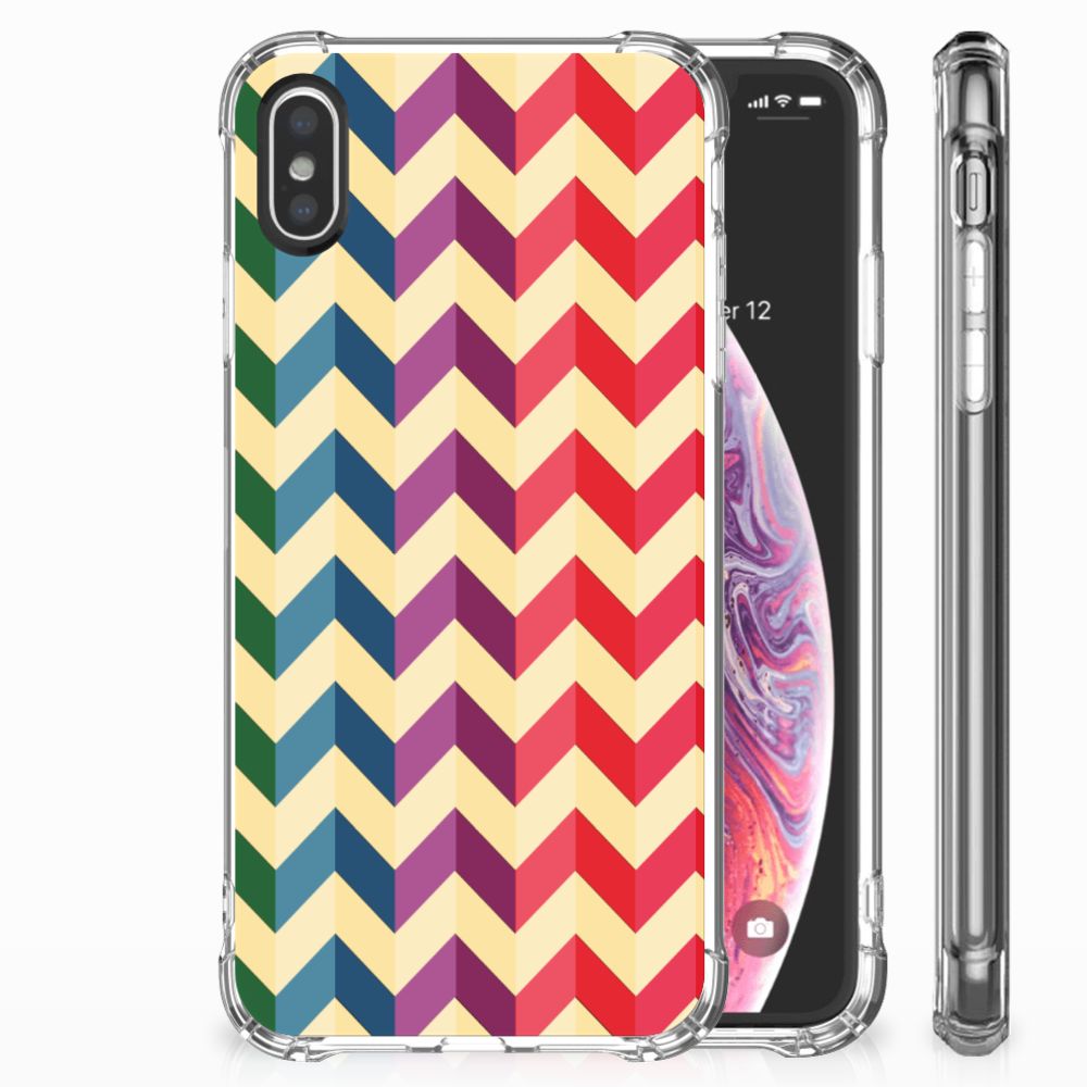 Apple iPhone X | Xs Doorzichtige Silicone Hoesje Zigzag Multi Color