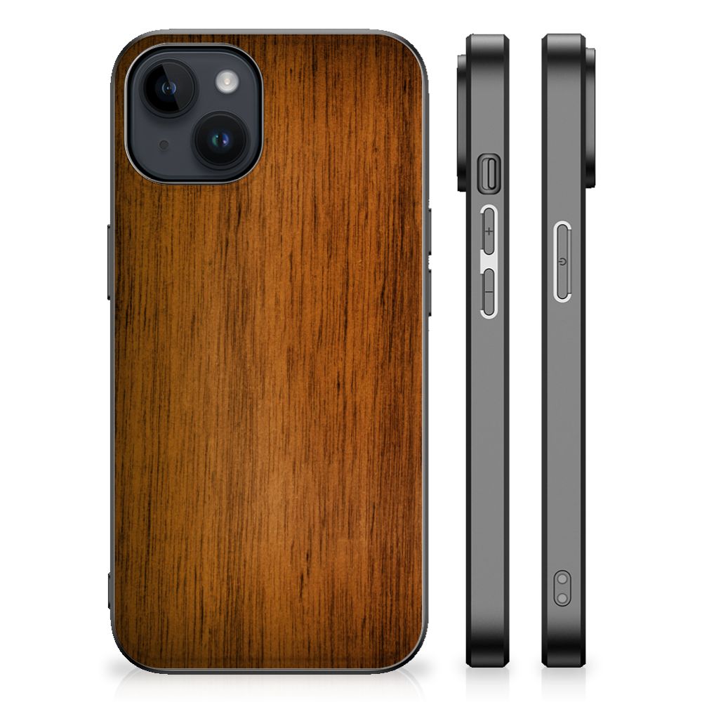 iPhone 15 Plus Houten Print Telefoonhoesje Donker Hout