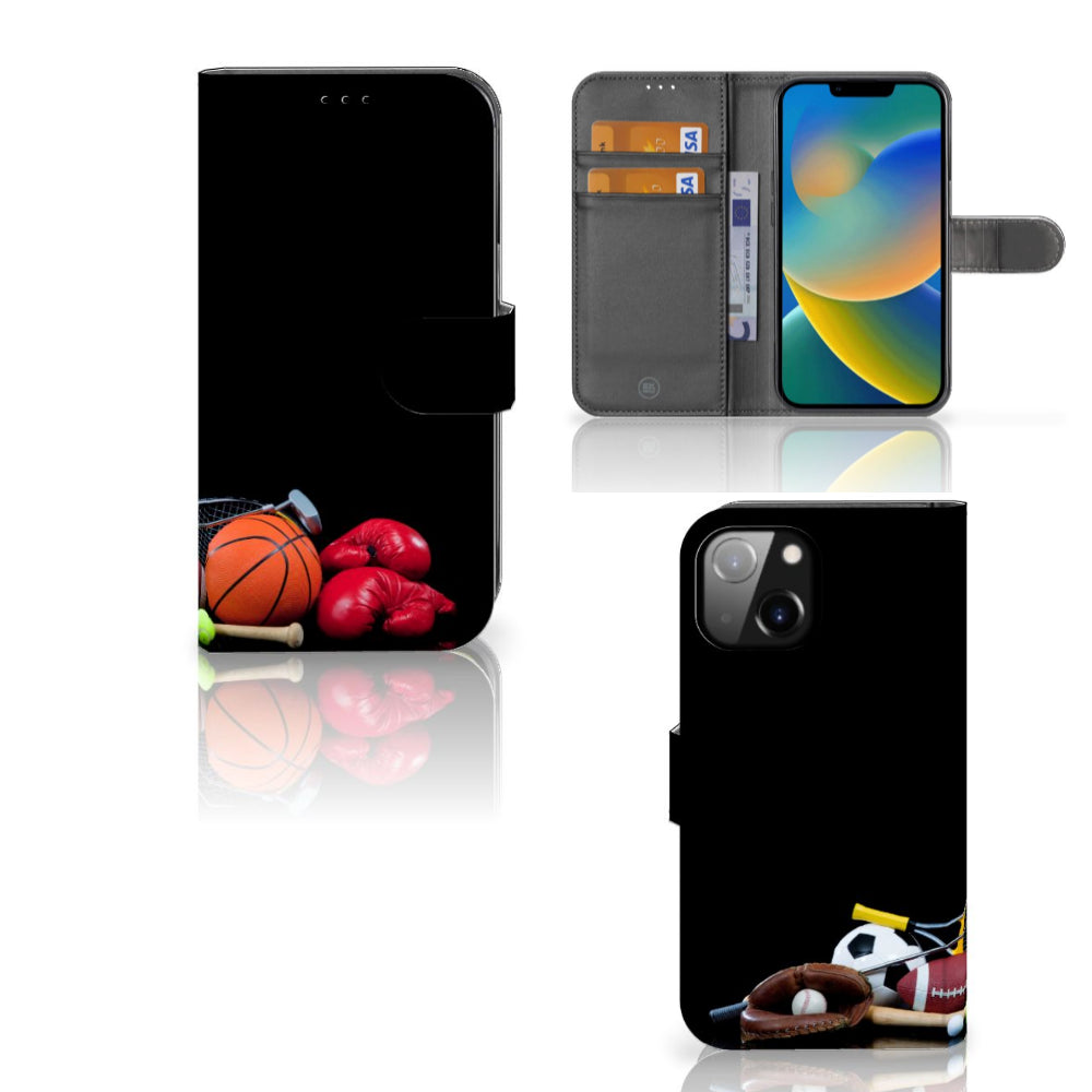 Apple iPhone 14 Wallet Case met Pasjes Sports met sport afbeeldingen en pasjeshouders