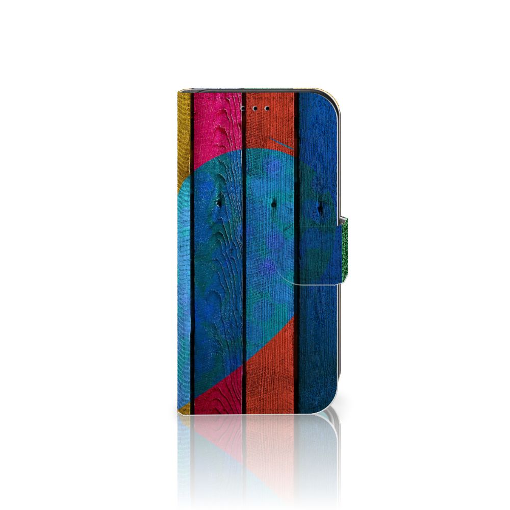 Apple iPhone 11 Pro Book Style Case Wood Heart - Cadeau voor je Vriend