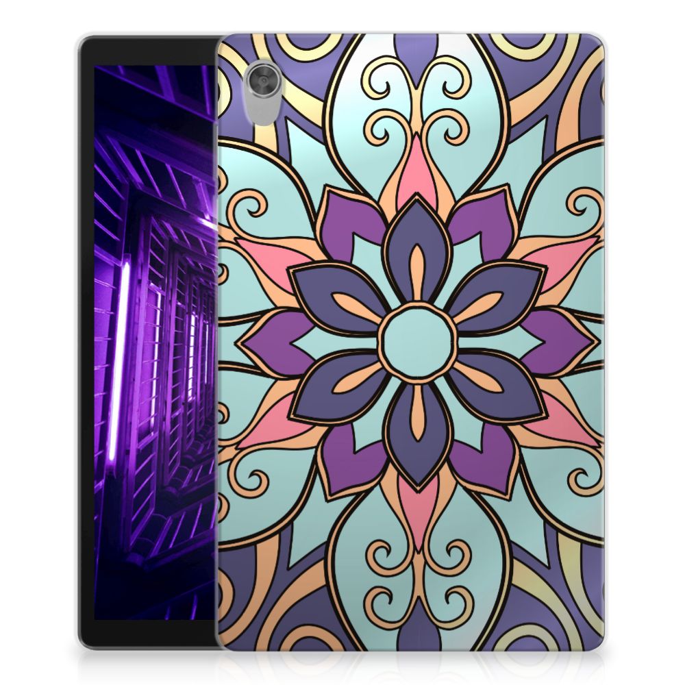 Lenovo Tab M10 HD (2de generatie) Siliconen Hoesje Purple Flower - B2C Telecom