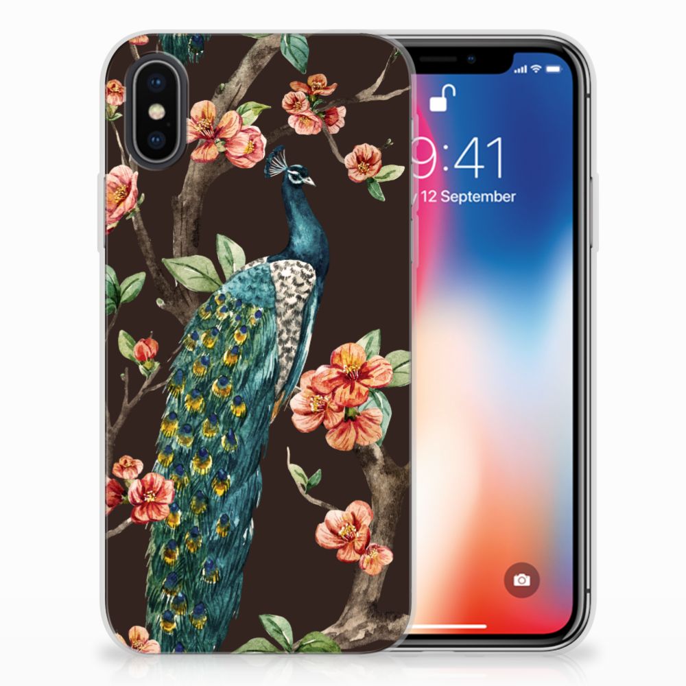 Apple iPhone X | Xs TPU Hoesje Pauw met Bloemen