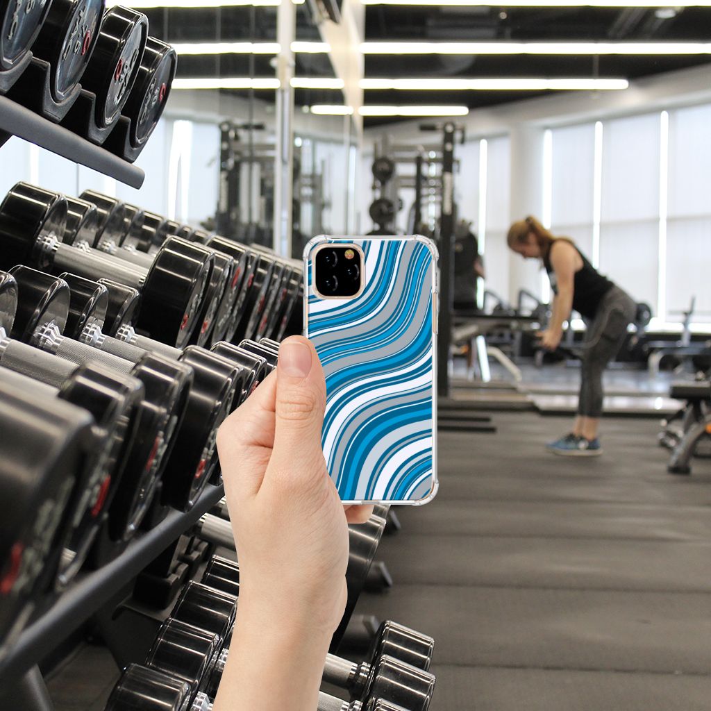 Apple iPhone 11 Pro Doorzichtige Silicone Hoesje Waves Blue