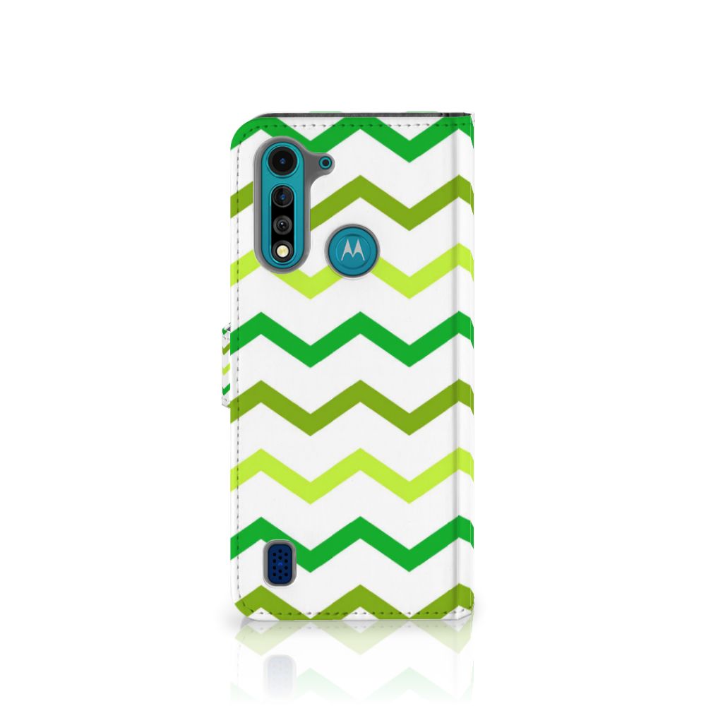 Motorola G8 Power Lite Telefoon Hoesje Zigzag Groen
