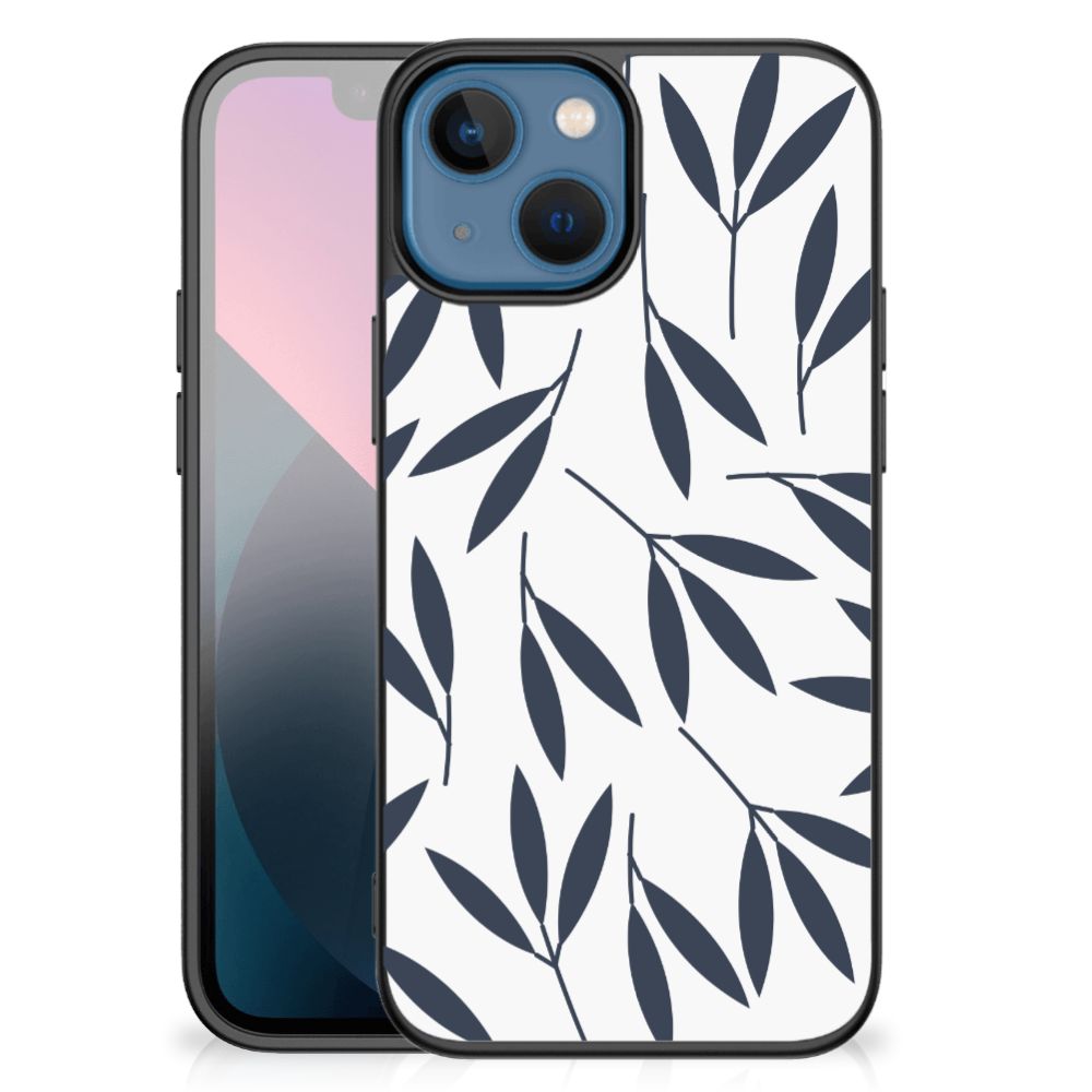 Apple iPhone 13 mini Bloemen Hoesje Leaves Blue