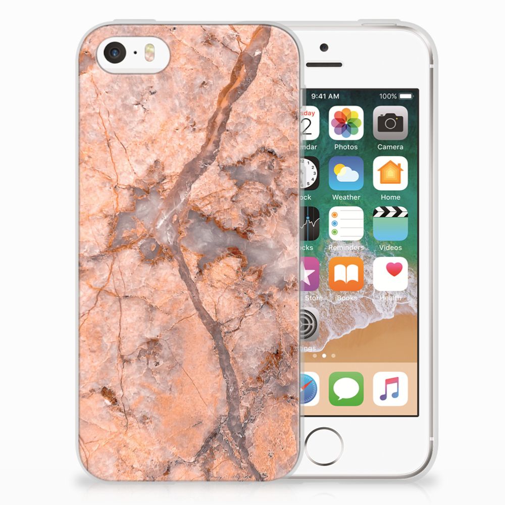 Apple iPhone SE | 5S TPU Siliconen Hoesje Marmer Oranje