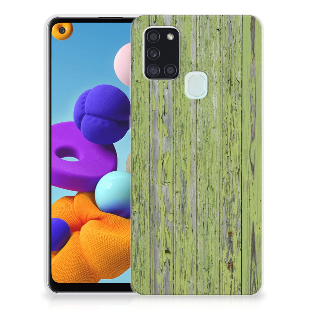 Samsung Galaxy A21s Bumper Hoesje Green Wood