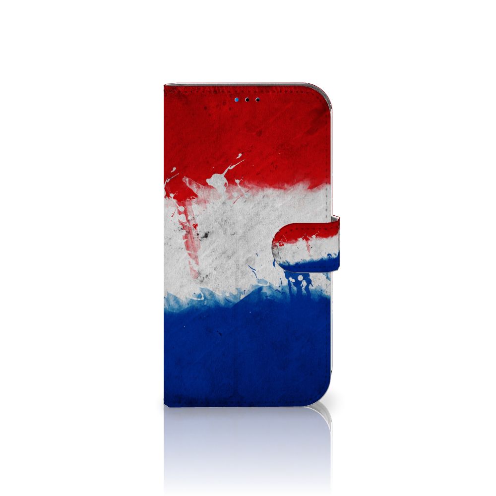 iPhone 14 Pro Max Bookstyle Case Nederland met artistiek ontwerp van de Nederlandse vlag.