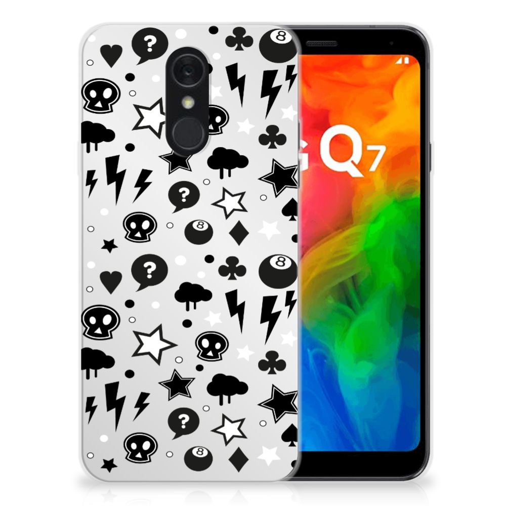 Silicone Back Case LG Q7 Silver Punk