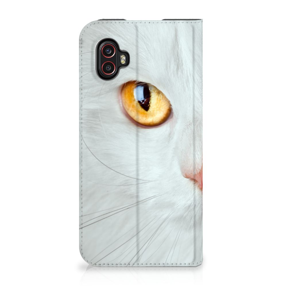 Samsung Galaxy Xcover 6 Pro Hoesje maken Witte Kat - B2C Telecom