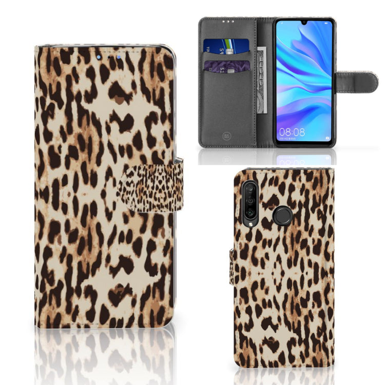 Huawei P30 Lite (2020) Telefoonhoesje met Pasjes Leopard