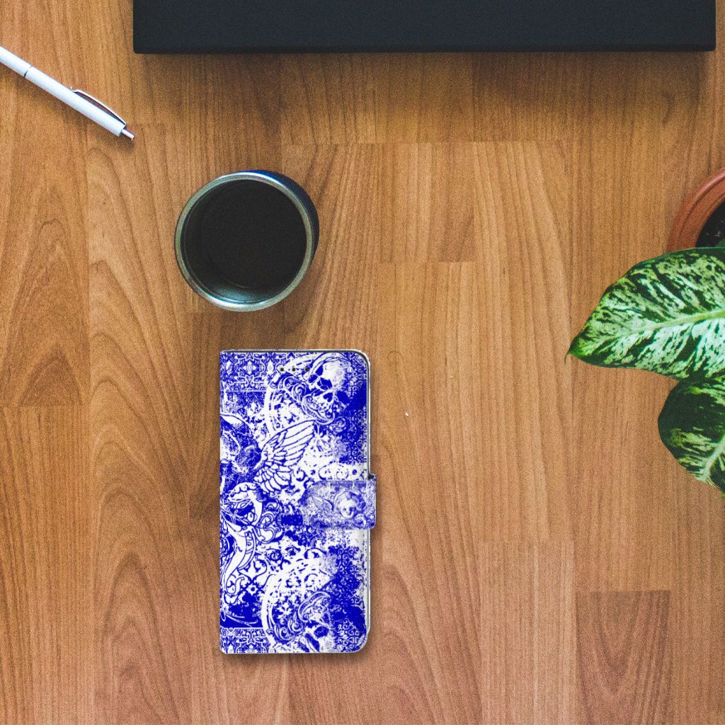 Telefoonhoesje met Naam Honor 20 Pro Angel Skull Blauw