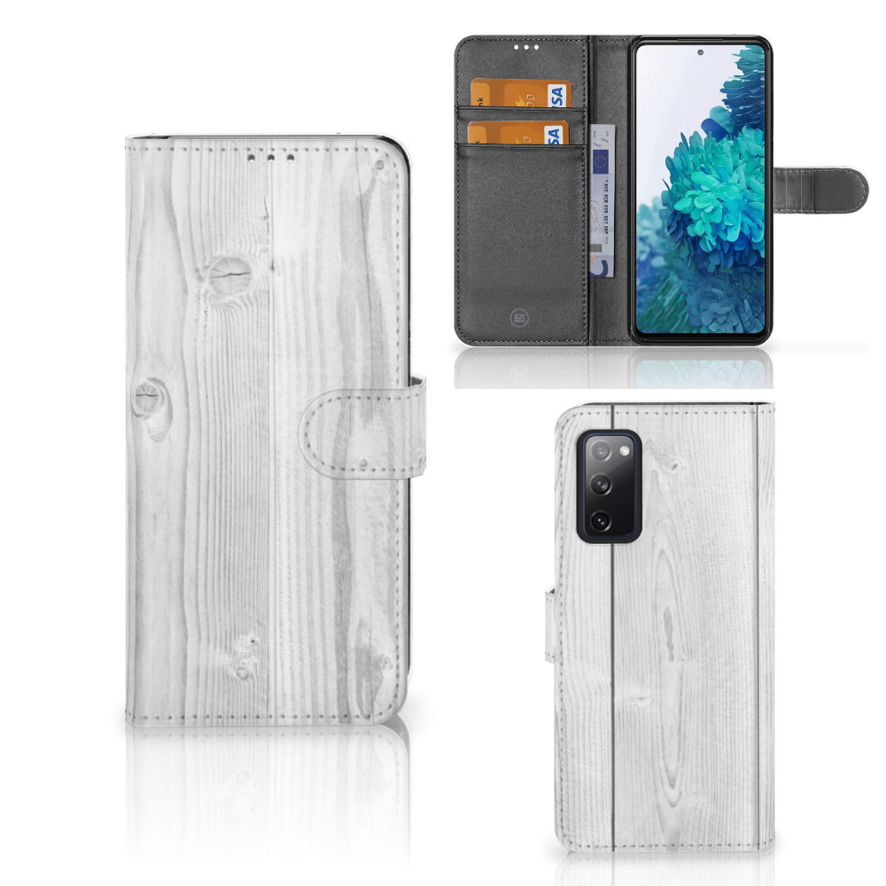 Samsung Galaxy S20 FE Book Style Case White Wood
