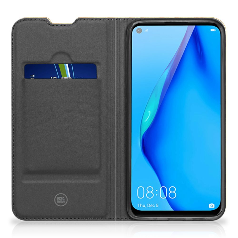 Huawei P40 Lite Book Wallet Case Licht Hout