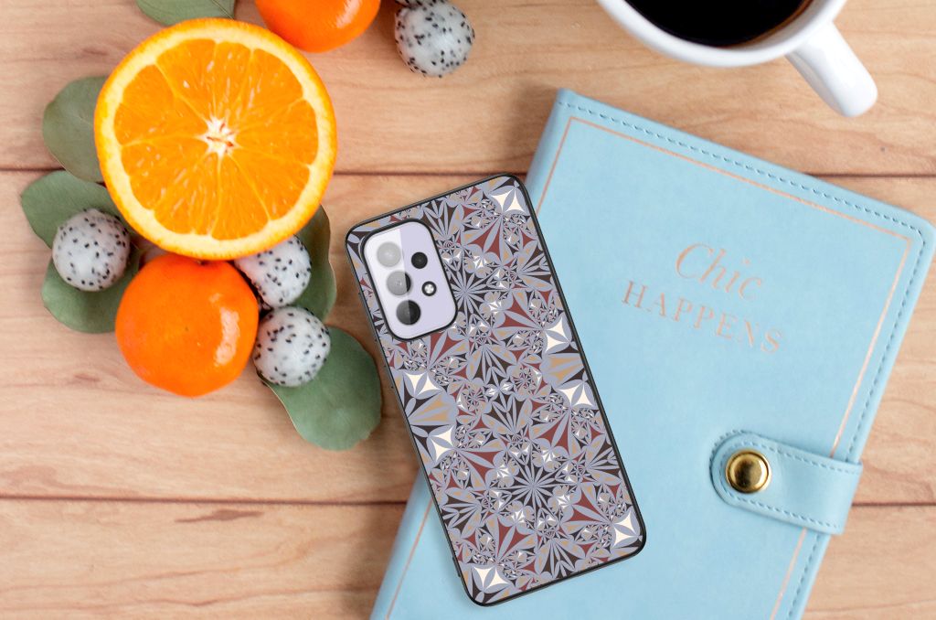Samsung Galaxy A33 5G Marmeren Print Telefoonhoesje Flower Tiles B2C Telecom