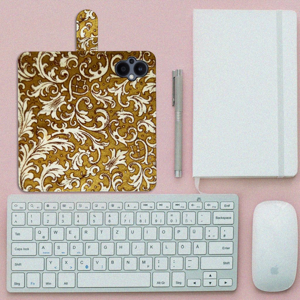 Wallet Case OPPO Reno 8 Lite | OnePlus Nord N20 Barok Goud