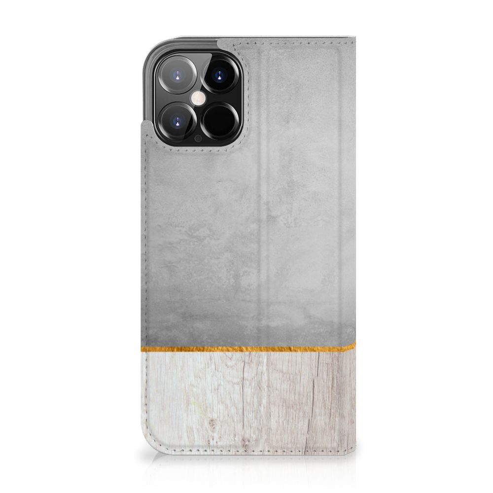 iPhone 12 Pro Max Book Wallet Case Wood Concrete - B2C Telecom