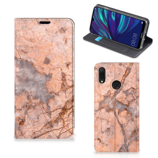 Huawei Y7 hoesje Y7 Pro (2019) Standcase Marmer Oranje