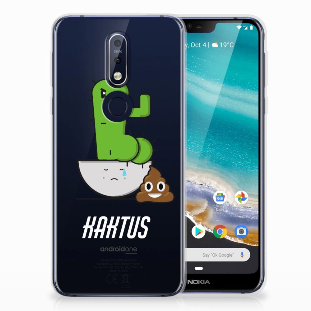 Nokia 7.1 Telefoonhoesje met Naam Cactus Poo