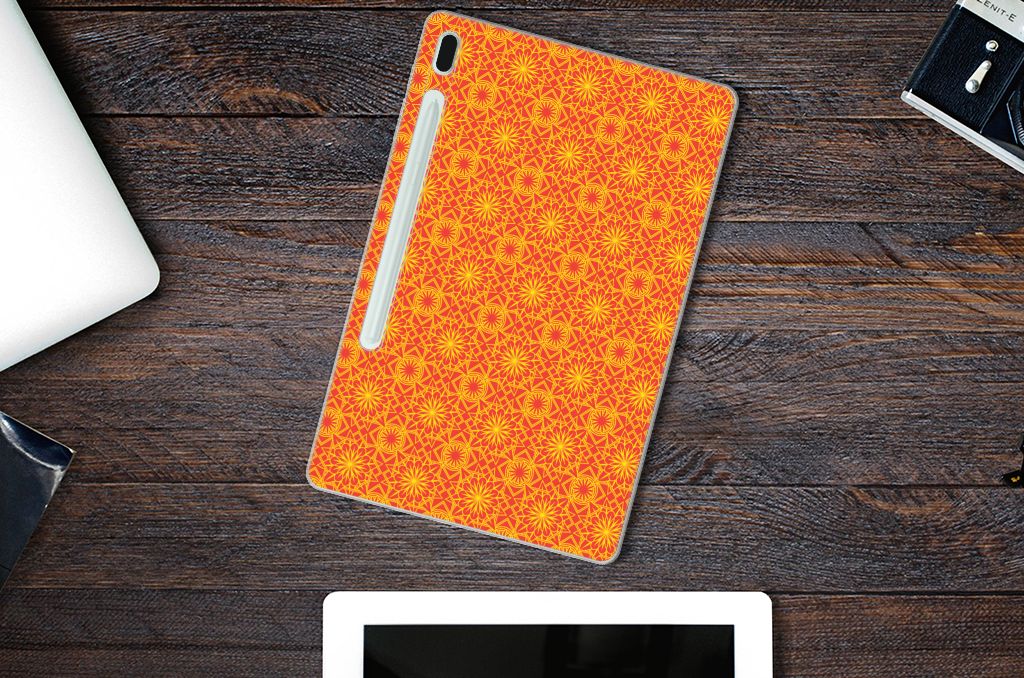 Samsung Galaxy Tab S7FE Hippe Hoes Batik Oranje - B2C Telecom