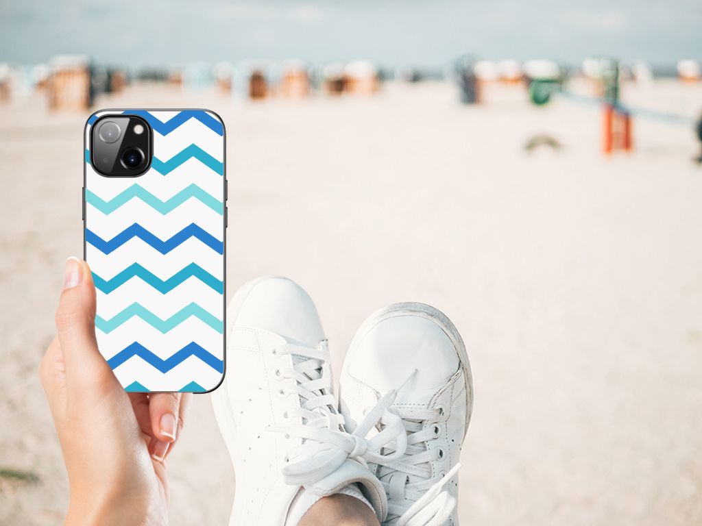 Apple iPhone 13 Back Case Zigzag Blauw B2C Telecom