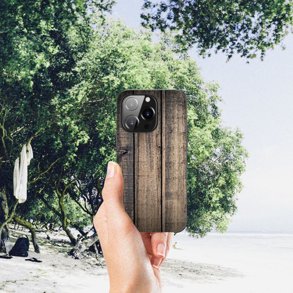iPhone 14 Pro Houten Print Telefoonhoesje Steigerhout B2C Telecom