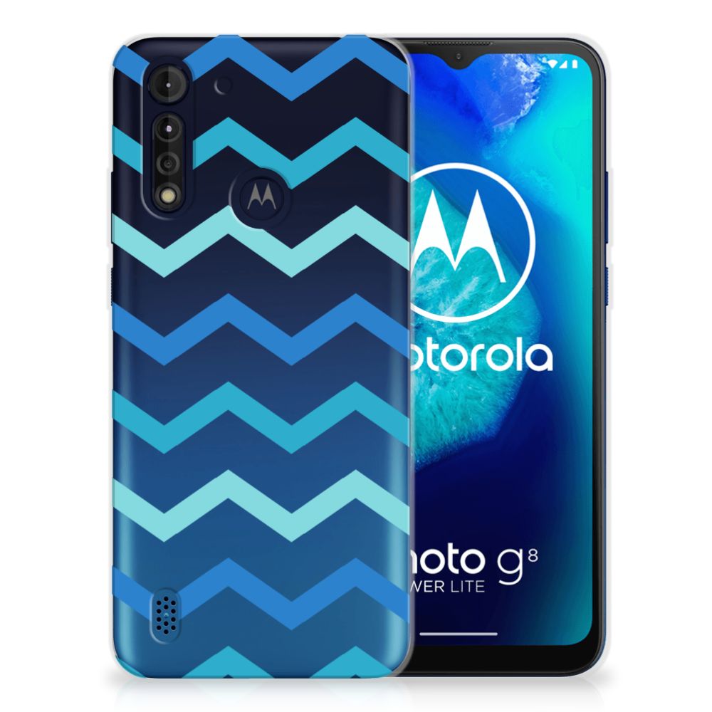 Motorola Moto G8 Power Lite TPU bumper Zigzag Blauw B2C Telecom