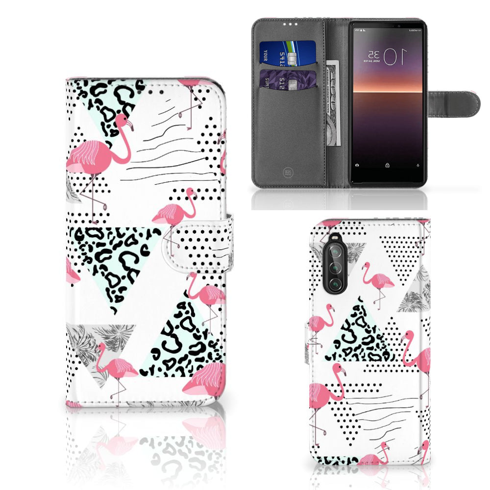 Sony Xperia 10 II Telefoonhoesje met Pasjes Flamingo Triangle