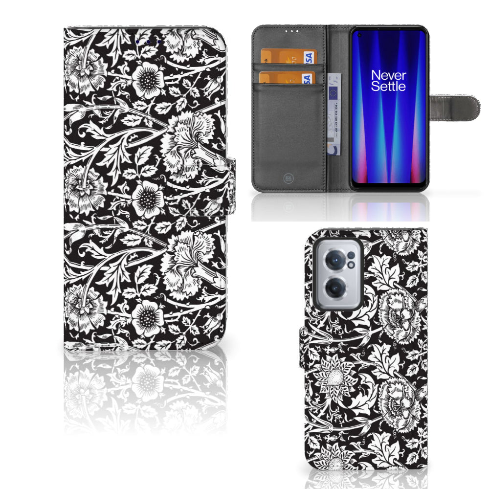 OnePlus Nord CE 2 Hoesje Black Flowers
