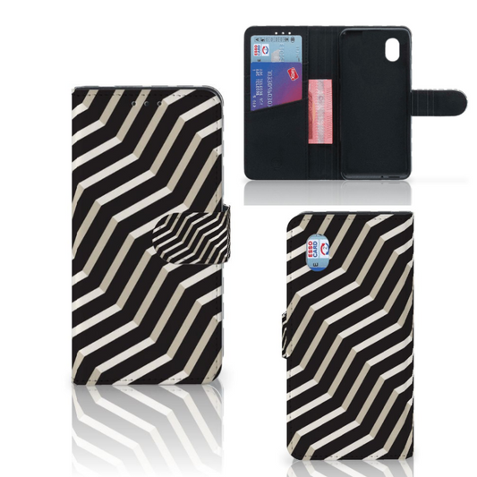 Illusion Hoesje Alcatel 1B (2020) | Book Case Kunstleer TPU Beschermend Design Abstract Zwart Beige
