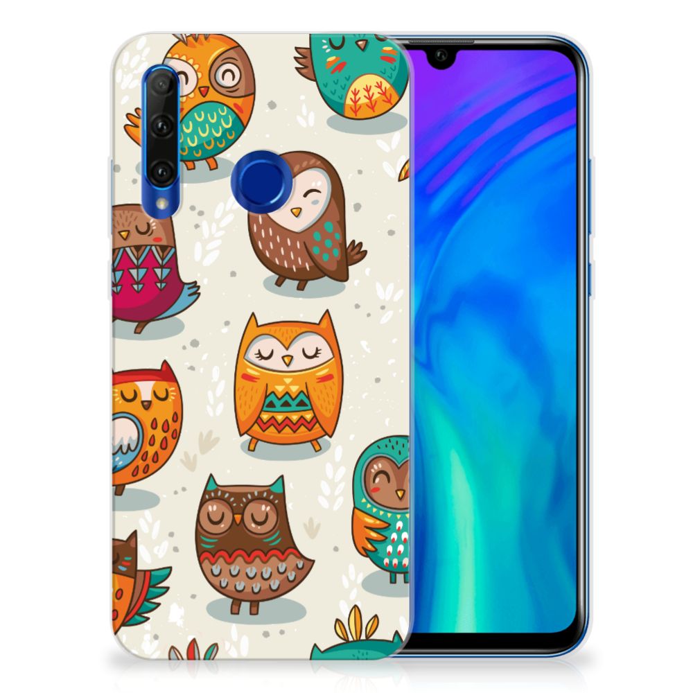 Honor 20 Lite TPU Hoesje Vrolijke Uilen