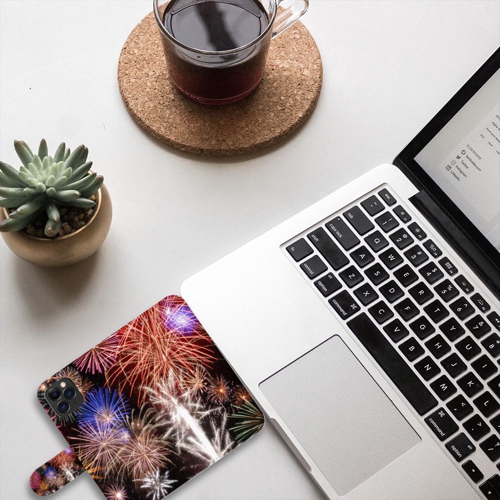 Apple iPhone 11 Pro Wallet Case met Pasjes Vuurwerk