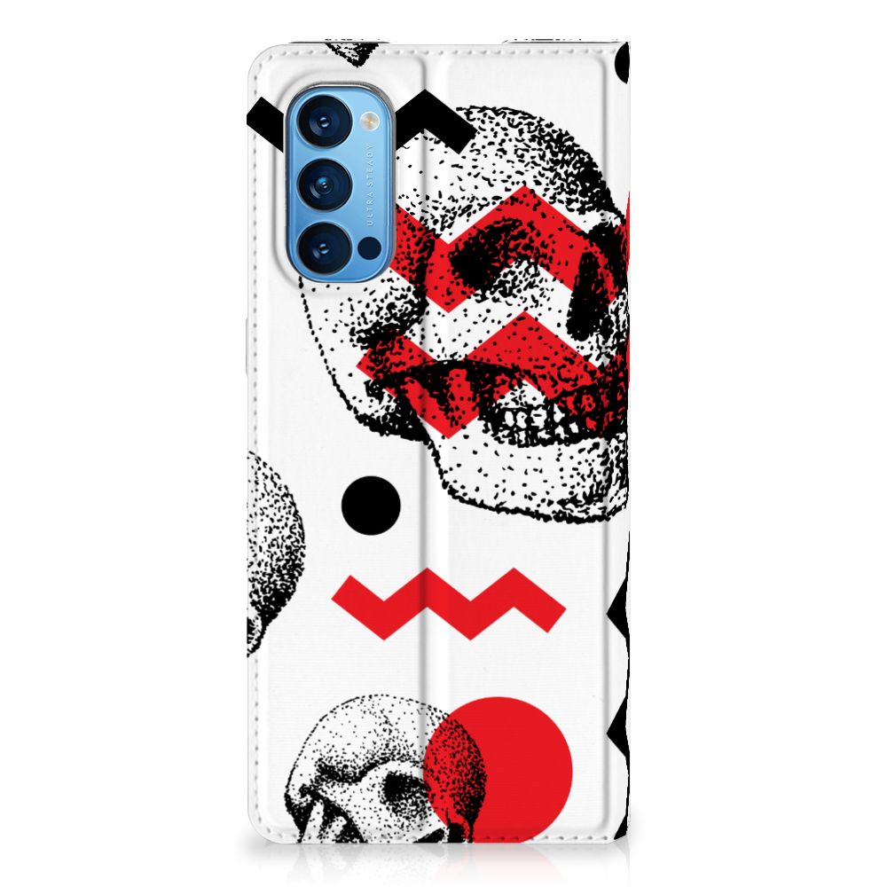 Mobiel BookCase OPPO Reno4 Pro 5G Skull Red - B2C Telecom