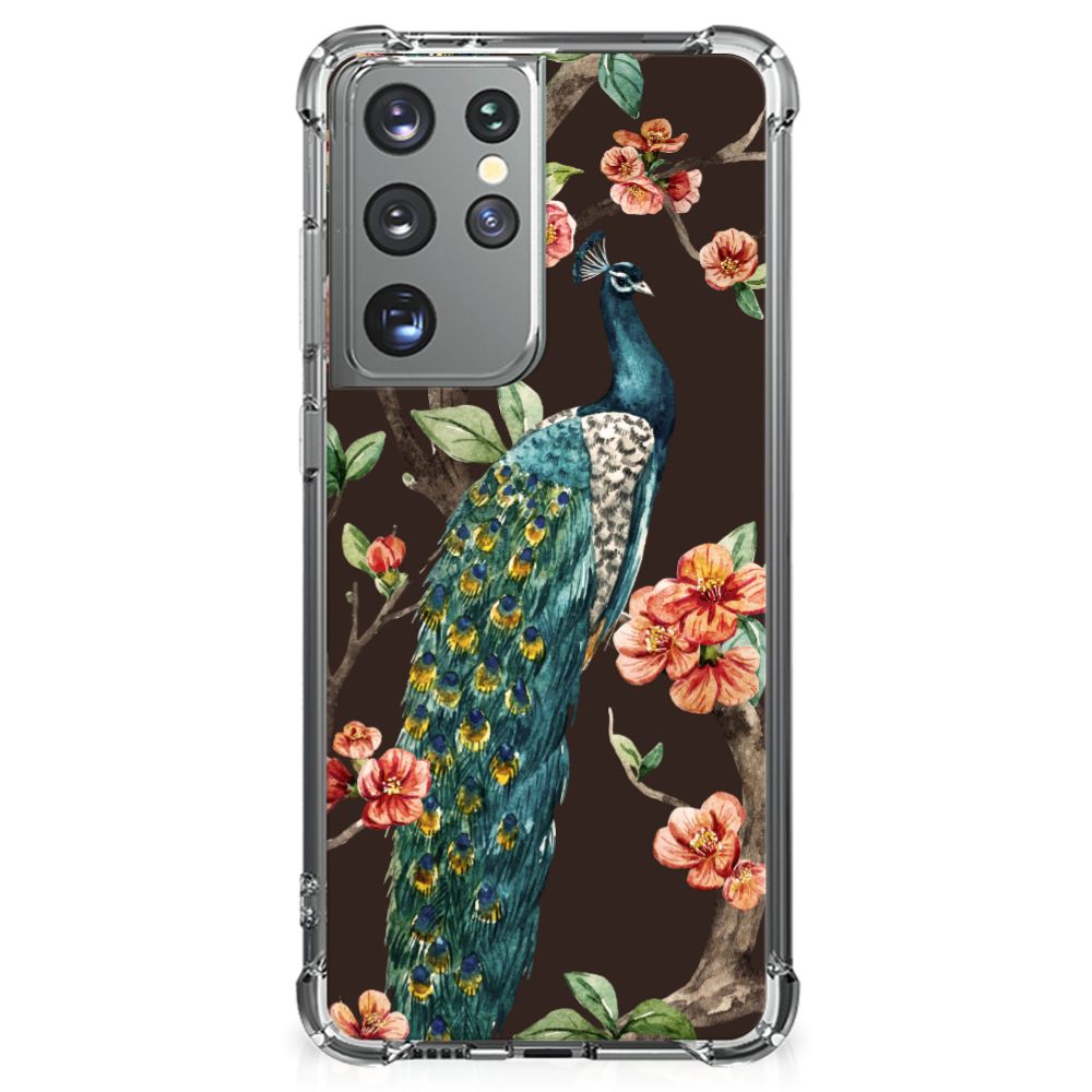 Samsung Galaxy S21 Ultra Case Anti-shock Pauw met Bloemen