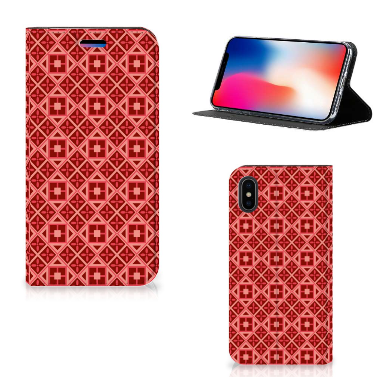 Apple iPhone X | Xs Hoesje met Magneet Batik Rood