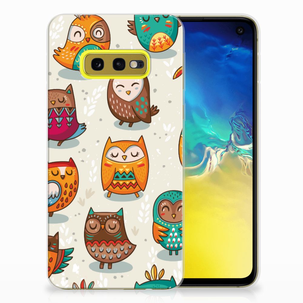 Samsung Galaxy S10e TPU Hoesje Vrolijke Uilen