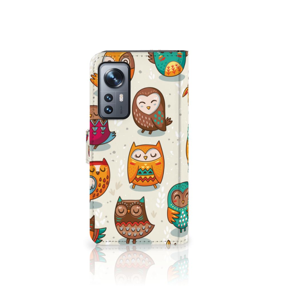 Xiaomi 12 | 12X Telefoonhoesje met Pasjes Vrolijke Uilen