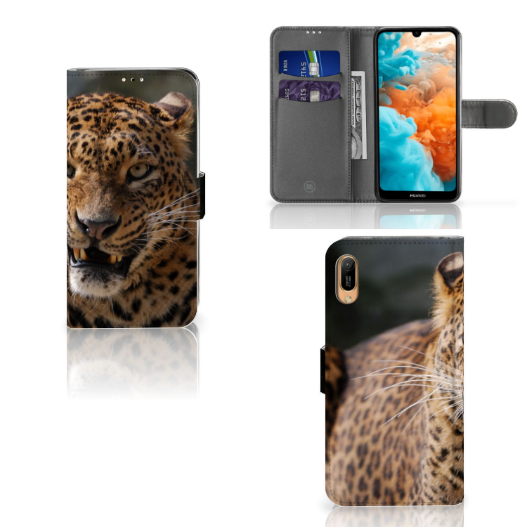 Huawei Y6 (2019) Telefoonhoesje met Pasjes Luipaard