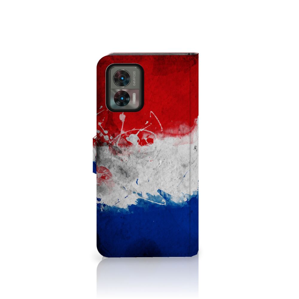 Motorola Edge 30 Neo Bookstyle Case Nederland met artistiek ontwerp van de Nederlandse vlag.
