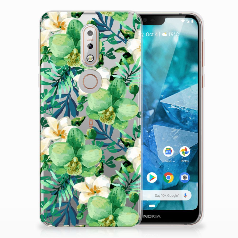 Nokia 7.1 TPU Case Orchidee Groen