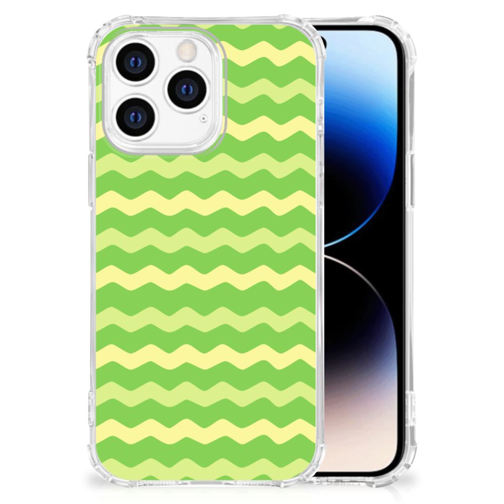 iPhone 14 Pro Doorzichtige Silicone Hoesje Waves Green B2C Telecom
