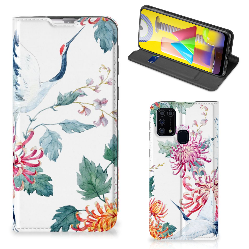 Samsung Galaxy M31 Hoesje maken Bird Flowers - B2C Telecom