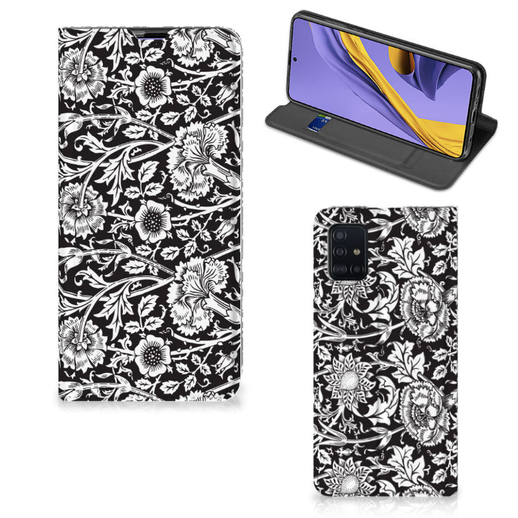 Samsung Galaxy A51 Smart Cover Black Flowers